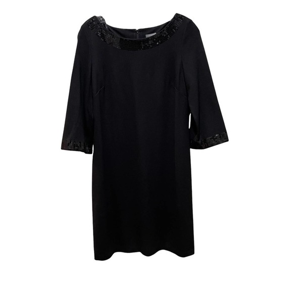 Ann Taylor Dresses & Skirts - Ann Taylor Sequin Trim Shift Dress Black Petite Size 8
